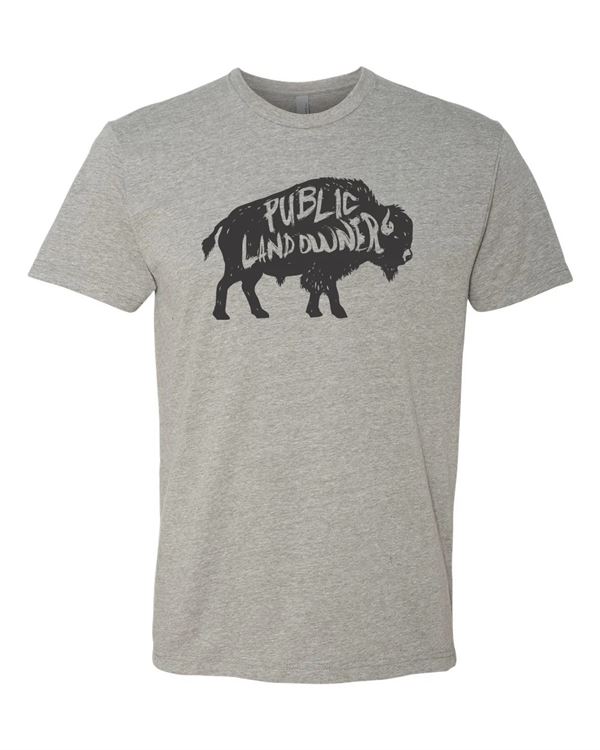 Public Land Owner® Bison T-Shirt, Heather Grey