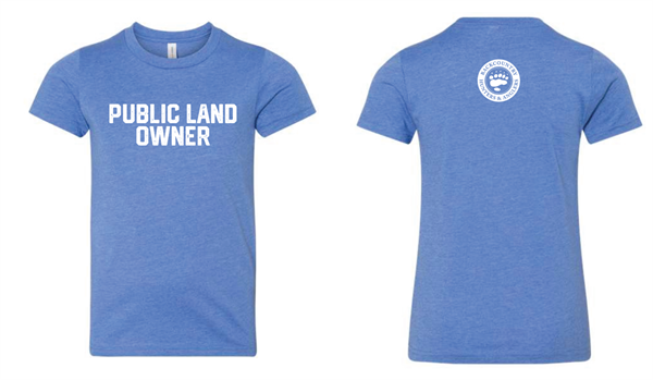 Public Land Owner® T-Shirt - Youth Heather Columbia Blue 