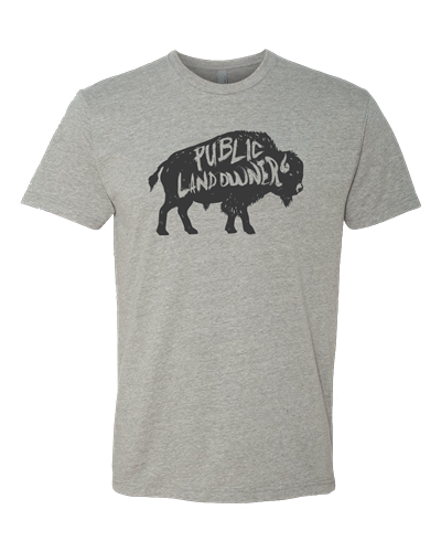 Public Land Owner® Bison T-Shirt, Heather Grey