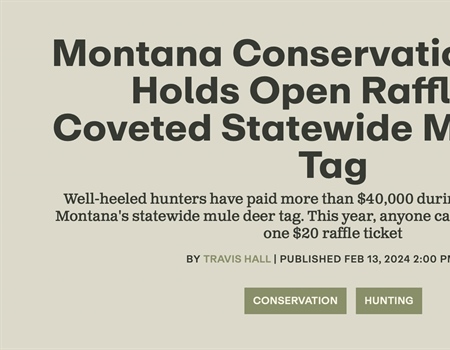Montana Conservation Group Holds Open Raffle for Coveted Statewide Mule Deer Tag
