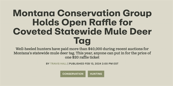 Montana Conservation Group Holds Open Raffle for Coveted Statewide Mule Deer Tag
