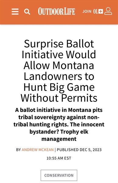 Surprise Ballot Initiative Would Allow Montana Landowners to Hunt Big Game Without Permits