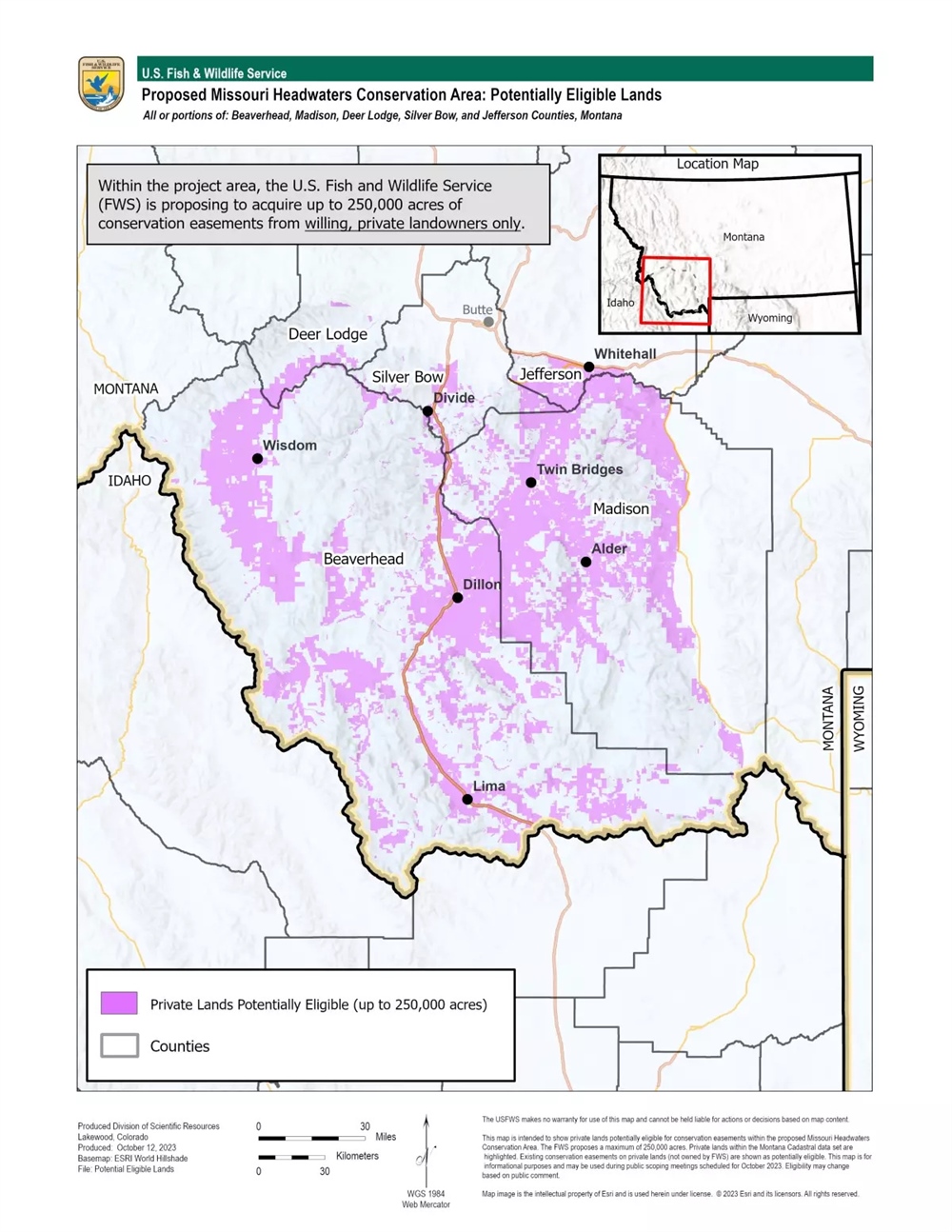 LETTER: MT BHA comments in support of Proposed Missouri Headwaters Conservation Area