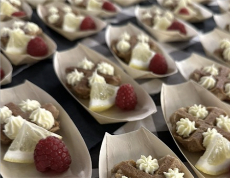 French Belgian Waffle Cookies with Mascarpone & Spruce Tip Syrup