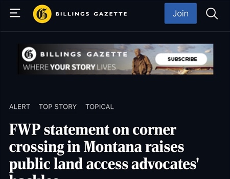 FWP statement on corner crossing in Montana raises public land access advocates' hackles