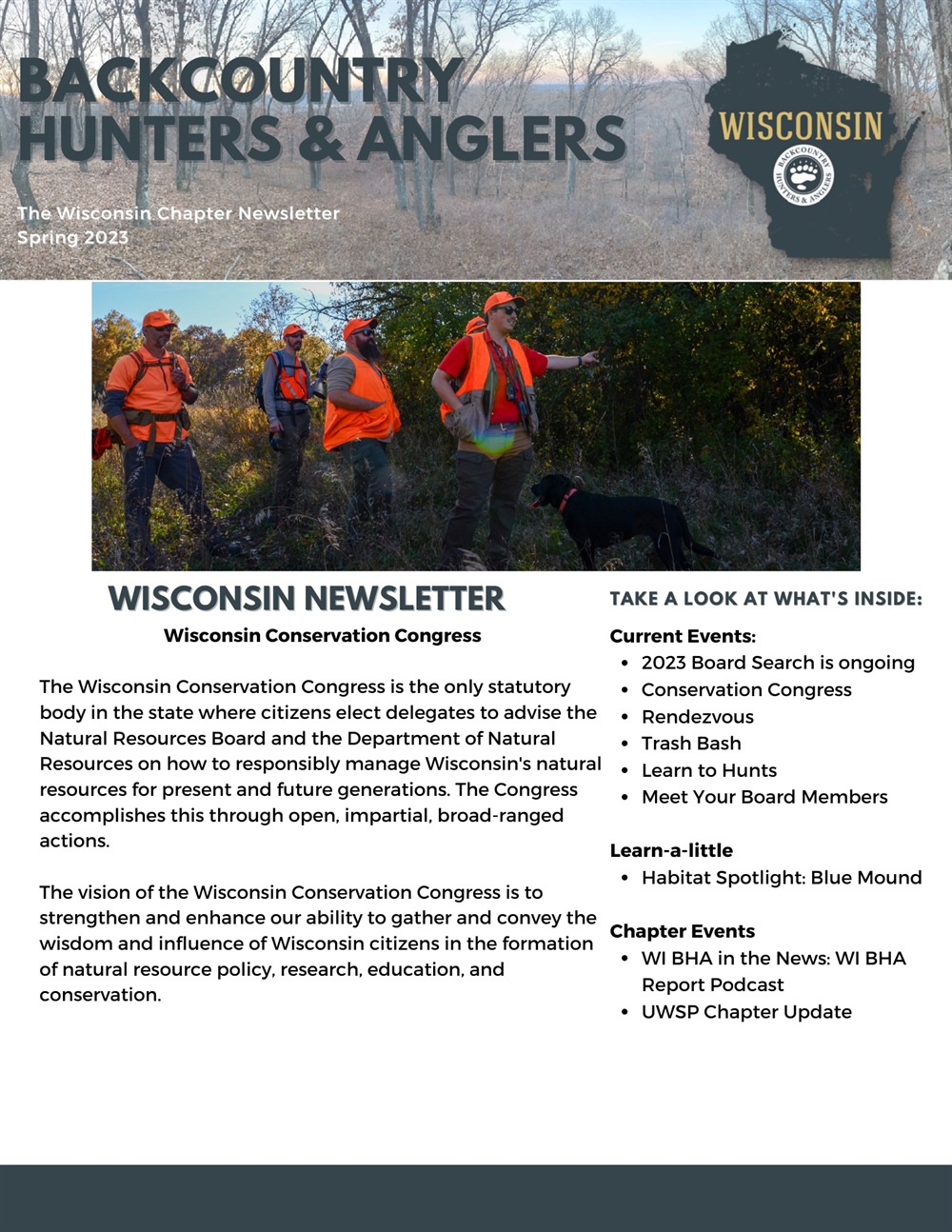 Wisconsin BHA Chapter Newsletter- Spring 2023