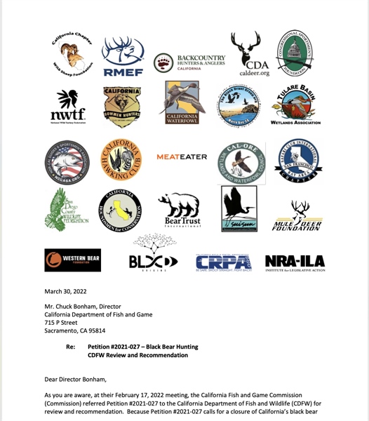 BHA Compiles Scientific Data in Report to CDFW on Bear Ban Petition
