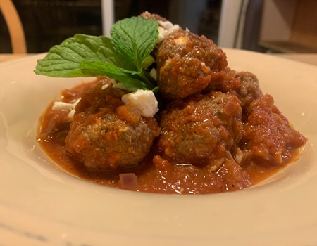 Feta and Mint Venison Meatballs with a Spiced Tomato Sauce