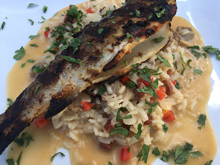 Basque “Risotto” with Grilled Choricero Trout