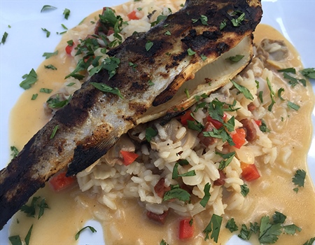 Basque “Risotto” with Grilled Choricero Trout