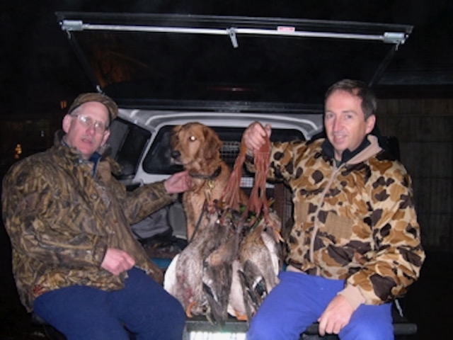 The author and buddy Pete Dalke after a duck hunt, in Oregon, 20 years after the canoe trip