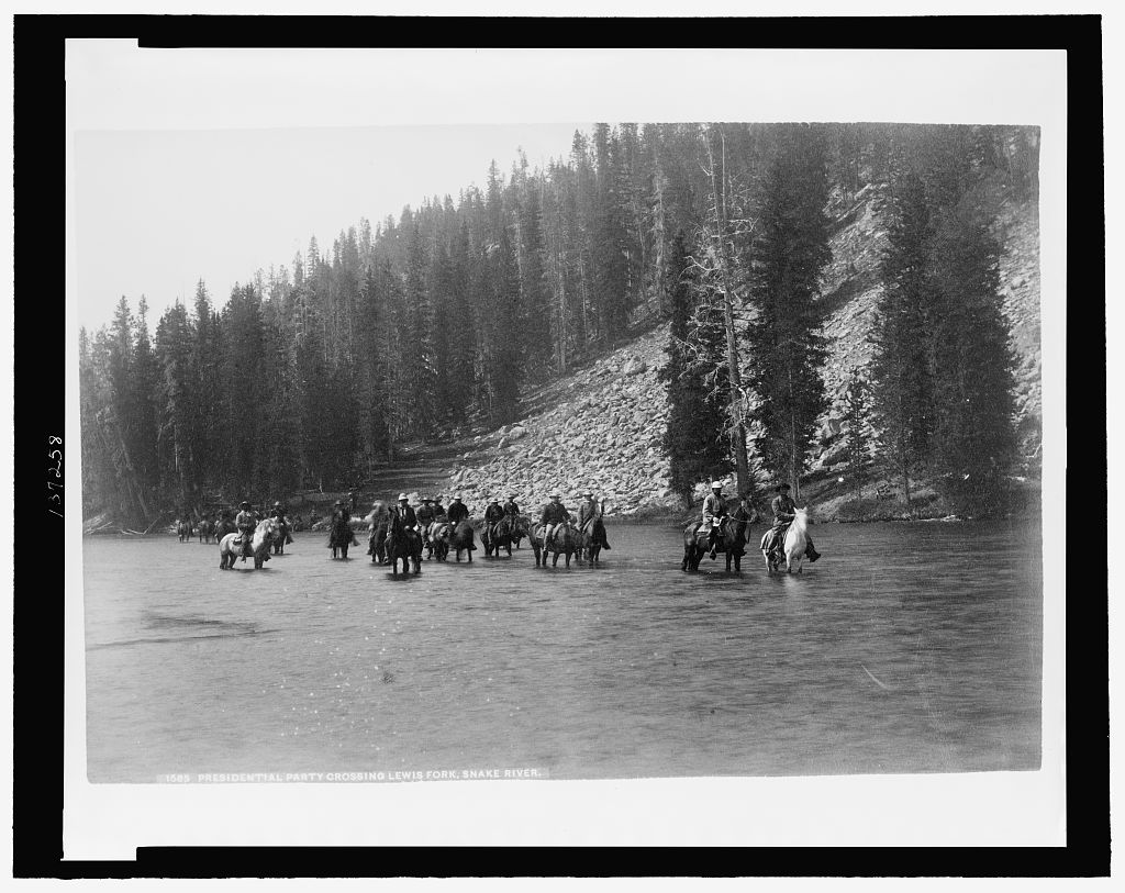 Arthur Presidential party crossing Lewis Fork, Snake River, Library of Congress